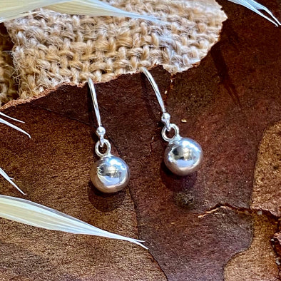 Silver Dangle Ball Earrings