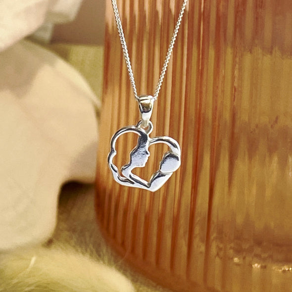 Silver Mom and Baby Necklace