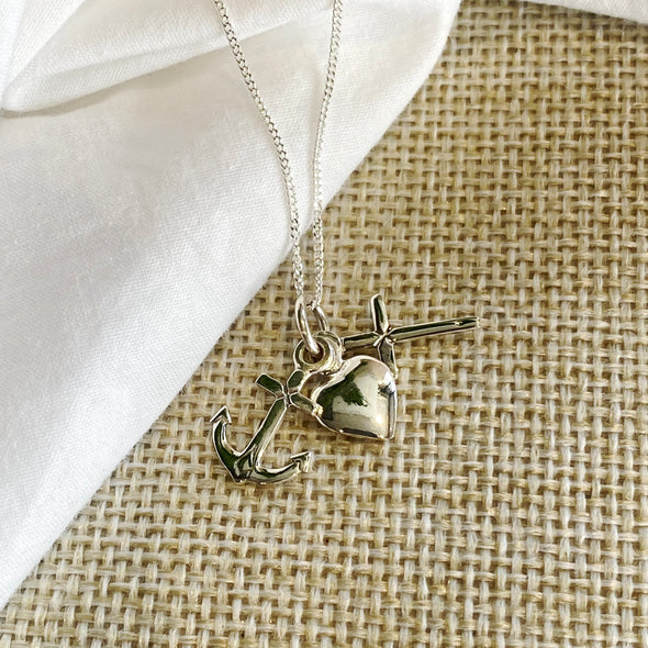 Silver Faith, Hope and Charity Necklace