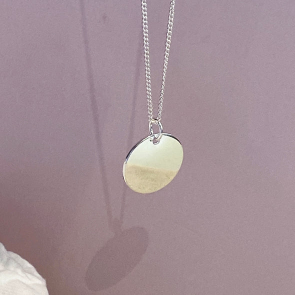 Silver Necklace with Round Disk Pendant