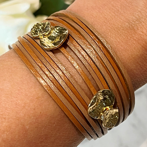 Multilayer Wrap Bracelet with Gold Metal detail