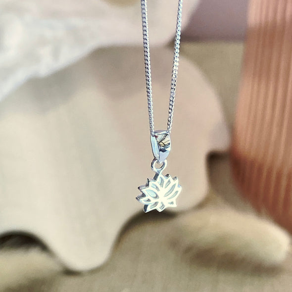 Silver Chain with Lotus Flower Pendant