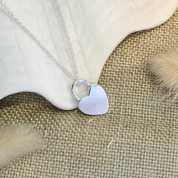 Silver Necklace with Heart Lock Pendant