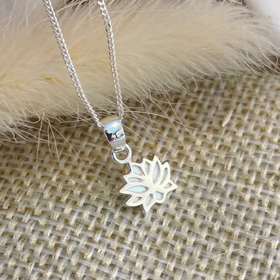 Silver Chain with Lotus Flower Pendant