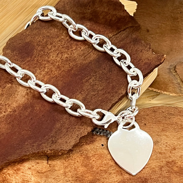 Silver Bracelet with Heart Pendant