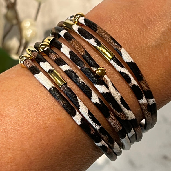 Leopard and Gold Wrap Bracelet