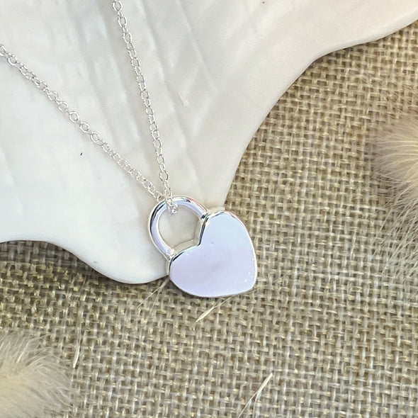 Silver Necklace with Heart Lock Pendant