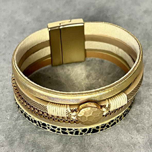 Snakeskin and Gold Wrap Bracelet