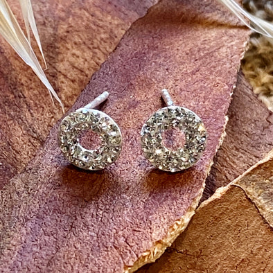 Silver Circle Cubic Zirconia Stud Earrings