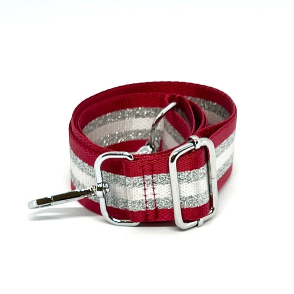 Stripe Bag Strap - Red & Silver