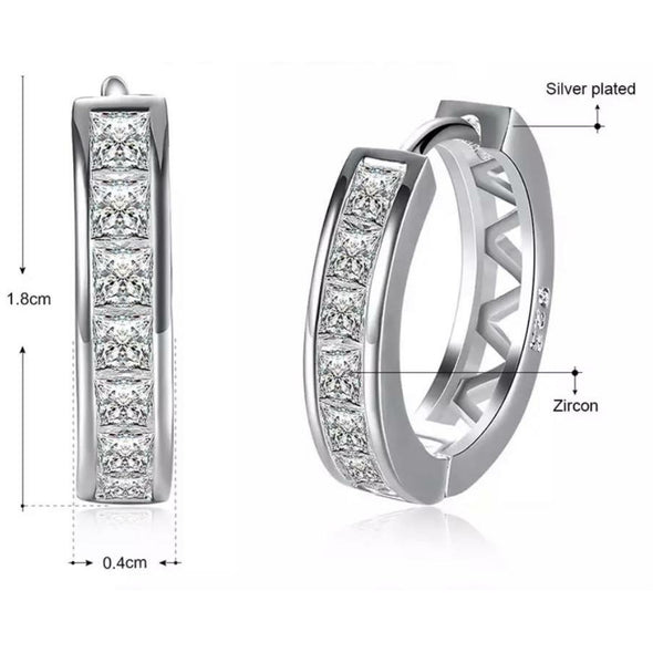 Silver Hoops with Cubic Zirconia