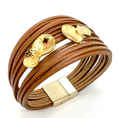 Multilayer Wrap Bracelet with Gold Metal detail