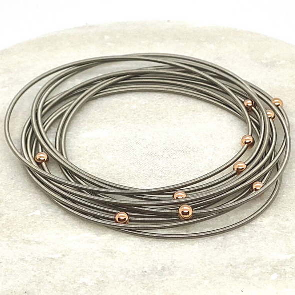 Masai Bracelets with Rose Gold Balls - 10 Pack
