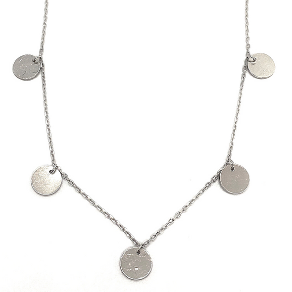 Silver Choker Disks Necklace